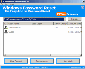 PCWin Recovery w/ Windows Password Reset screenshot 2