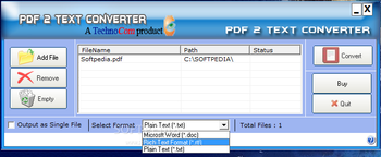 Pdf 2 Text converter screenshot