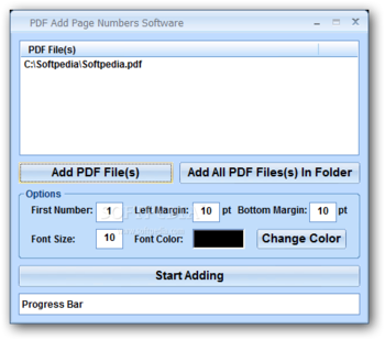 PDF Add Page Numbers Software screenshot