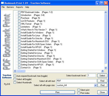 PDF Bookmark Print screenshot