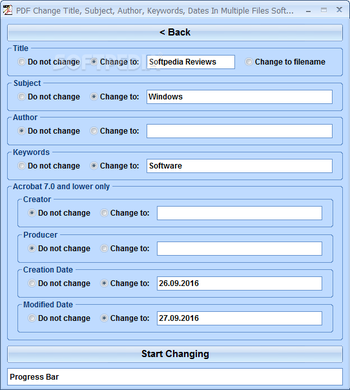 PDF Change Title, Subject, Author, Keywords, Dates In Multiple Files Software screenshot 2