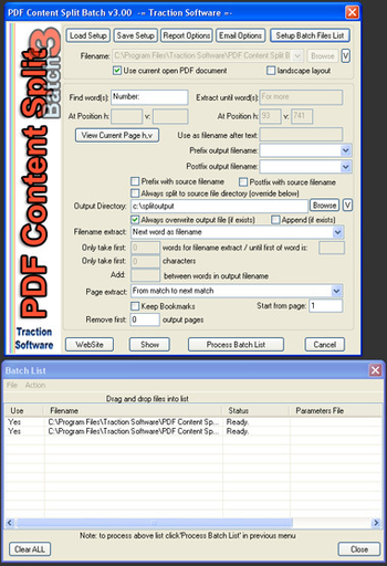 PDF Content Split Batch screenshot