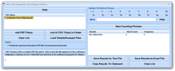 PDF Count Frequently Used Phrases Software screenshot
