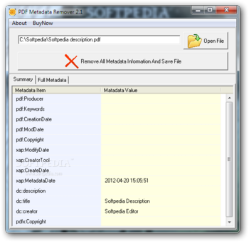 PDF Metadata Remover screenshot