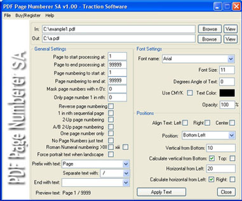 PDF Page Numberer SA screenshot