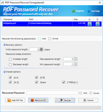 PDF Password Recover screenshot