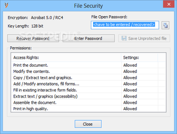 PDF Password screenshot 2