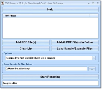 PDF Rename Multiple Files Based On Content Software screenshot