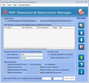 PDF Restriction Manager screenshot