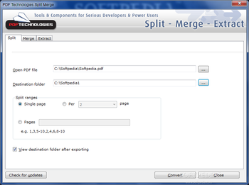 PDF Technologies Split Merge screenshot