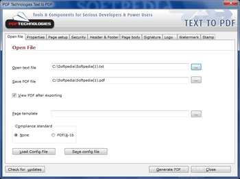 PDF Technologies Text to PDF screenshot