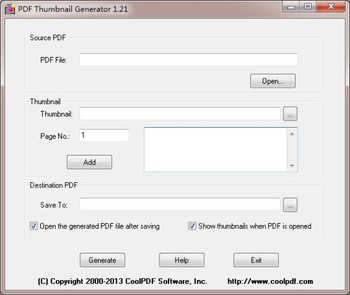PDF Thumbnail Generator screenshot