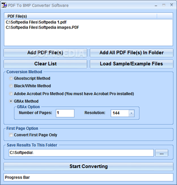 PDF To BMP Converter Software screenshot