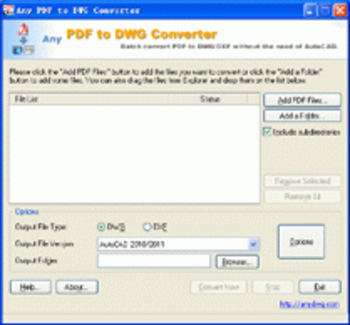 PDF to DWG Converter screenshot