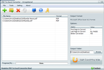 PDF To Excel Converter screenshot