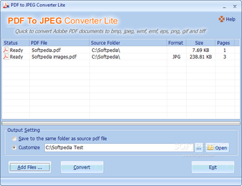 PDF To JPEG Converter Lite screenshot