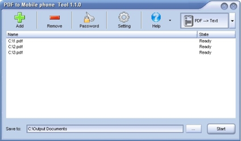 PDF to Mobile Phone Tool screenshot