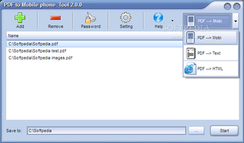 PDF to Mobile phone Tool screenshot