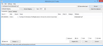 PDF2CSV screenshot