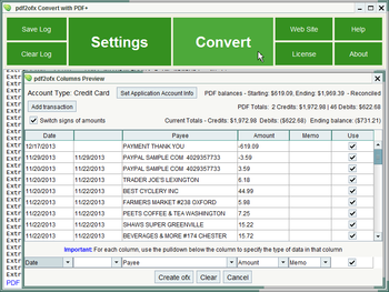 pdf2ofx Convert screenshot 3