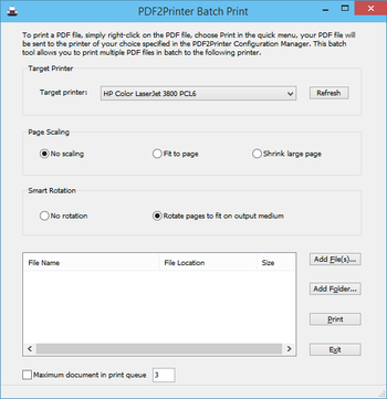PDF2Printer for Windows 10 screenshot