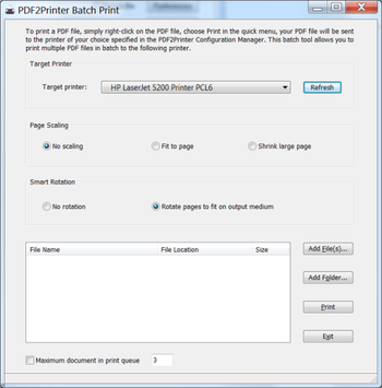 PDF2Printer for Windows 8 screenshot