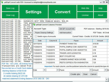 PDF2QIF Convert screenshot