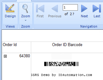 PDF417 2D SSRS Barcode Script screenshot
