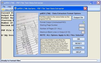 pdfDX PDF File Text Data Extractor screenshot