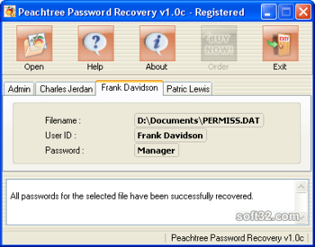 Peachtree Password Recovery screenshot 2