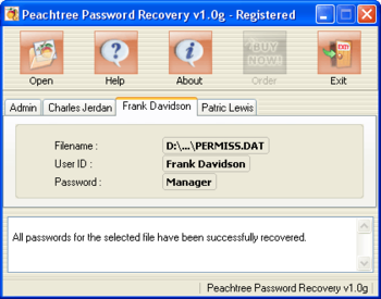Peachtree Password Recovery screenshot 3