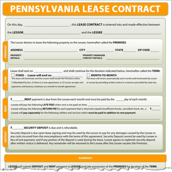 Pennsylvania Lease Contract screenshot