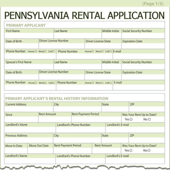 Pennsylvania Rental Application screenshot