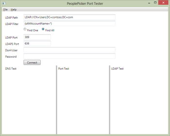 PeoplePicker Port Tester screenshot