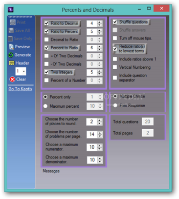 Percents and Decimals screenshot