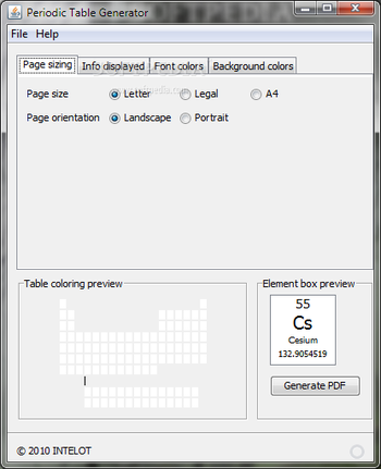 Periodic Table Generator screenshot