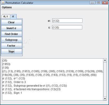Permutor screenshot 2