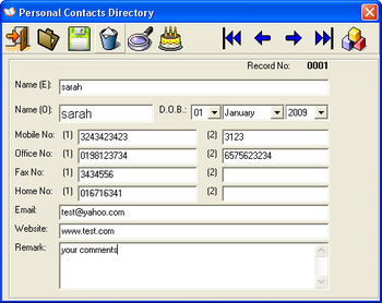 Personal Contacts Directory screenshot