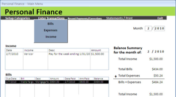 Personal Finance Tool screenshot
