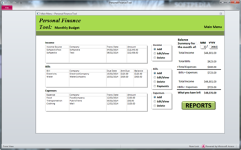 Personal Finance Tool: Monthly Budget screenshot