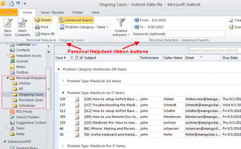 Personal Helpdesk for Outlook screenshot