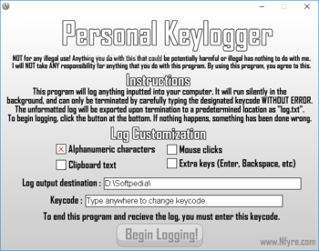 Personal Keylogger screenshot