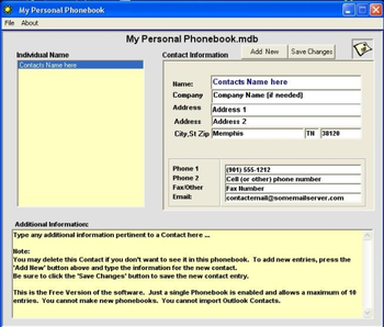 Personal Phonebook screenshot