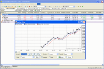 Personal Stock Monitor Add-in screenshot
