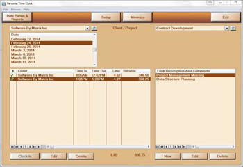 Personal Time Clock screenshot