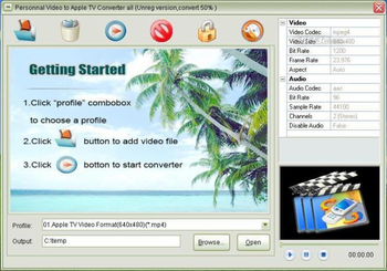 Personnal Video to appletv Converter screenshot
