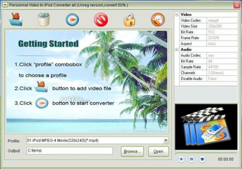 Personnal Video to ipod Converter screenshot