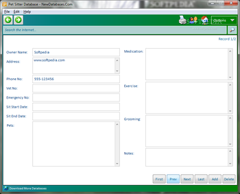 Pet Sitting Database screenshot