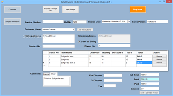 Petal Invoice screenshot