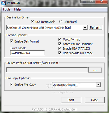 PeToUSB screenshot